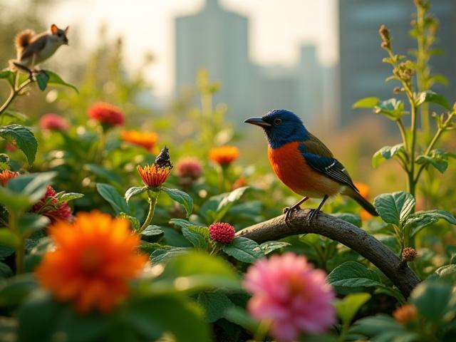 Diverse urban flora and fauna