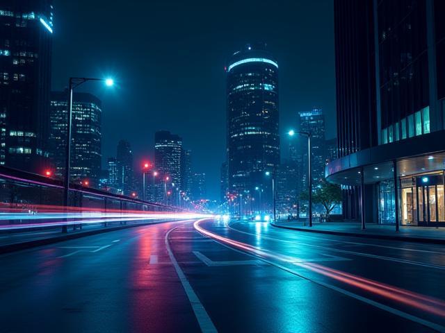 Smart city infrastructure at night